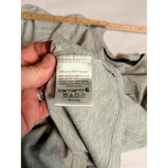 Carhartt Boys Grey Long-Sleeve Logo Tee Shirt Size 7 Cotton Blend Casual Style - Picture 7 of 10